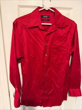 Murano Red Satin Men's Dress Shirt